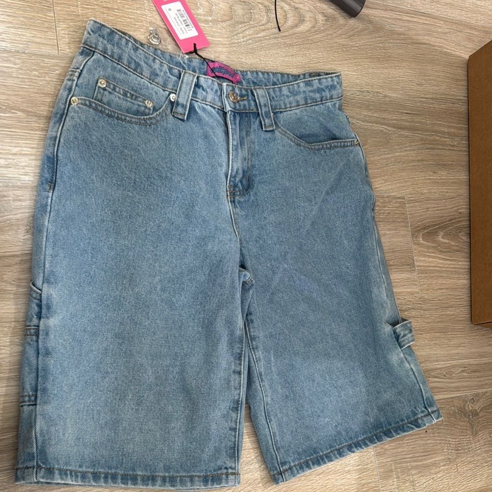 Edikted Light Blue Denim Jean Shorts
